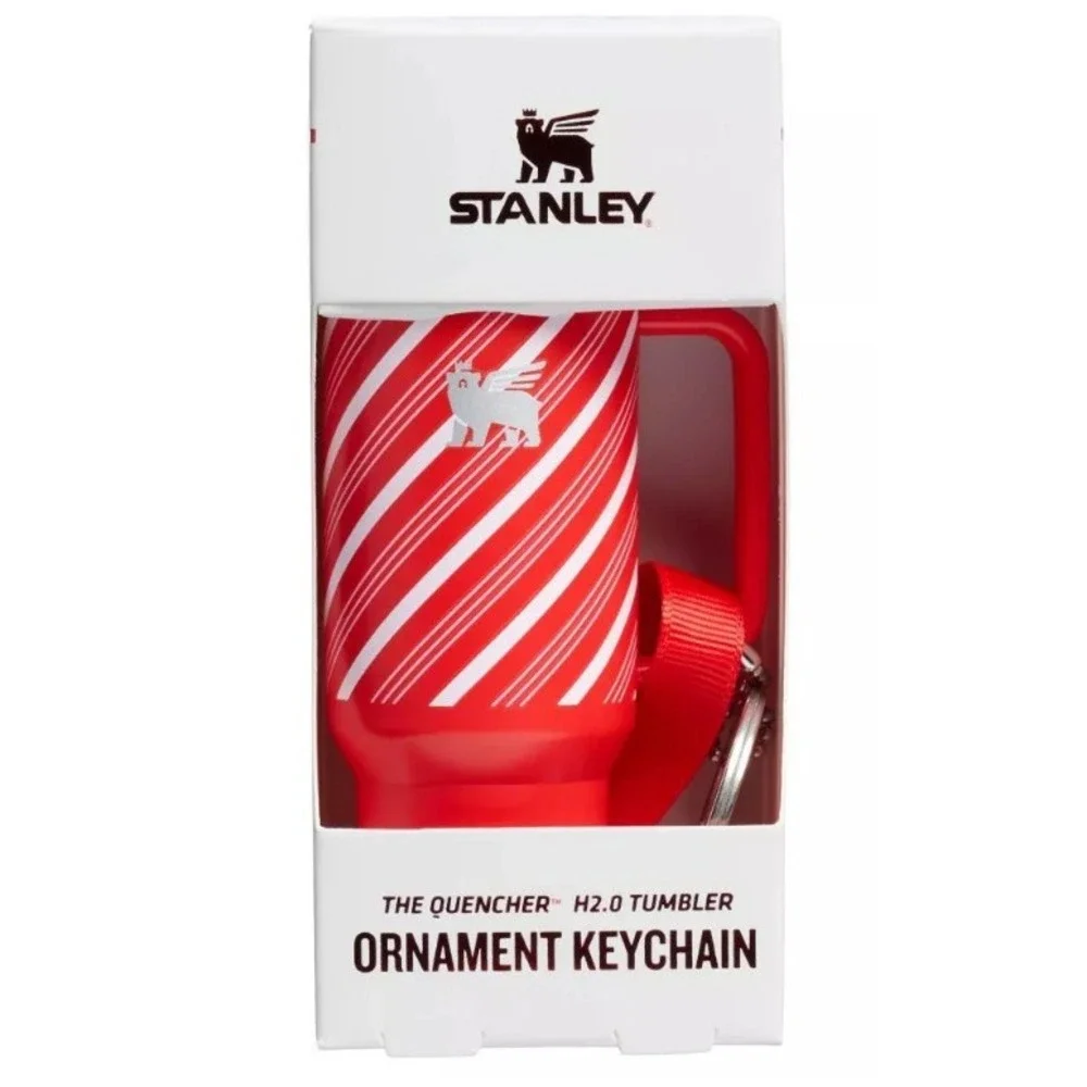 Stanley The Quencher H2O Tumbler Ornament Keychain Candy Cane Twist 2025 Striped